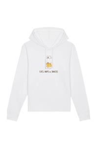 Oat Milk Club Damen vegan Hoodie Katzen, Naps & Snacks Weiß