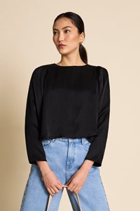 JAN N JUNE JAN 'N JUNE Damen vegan Bluse Orivesi Schwarz