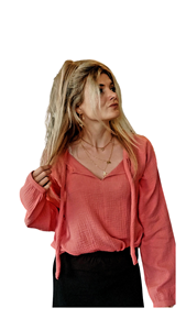 Wolf & Storm Damen vegan Bluse Musselin Isa Korallenrosa