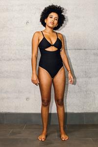LOVJOI Damen vegan Badeanzug Beladona Schwarz Struktur