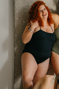 CALAMOON Damen vegan Badeanzug Slim Schwarz