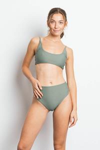 OCEANCHILD Damen vegan Bikiniunterteil Benice Hohe Taille Salbei