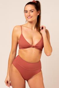 Woodlike Damen vegan Bikiniunterteil High Waist Emee Reversible Braun / Grün