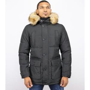 Enos Lange winterjas met bontkraag