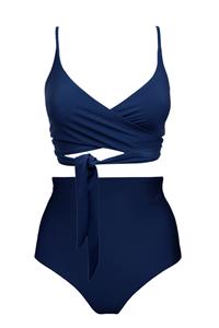 Anekdot Damen vegan Lin + Core Hohes Bikini-Set Navy