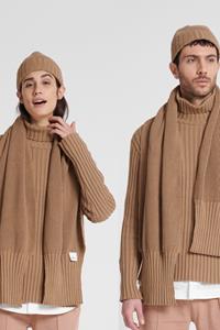 AFORA.WORLD Herren vegan 2er Set - Mütze & Schal - Braun