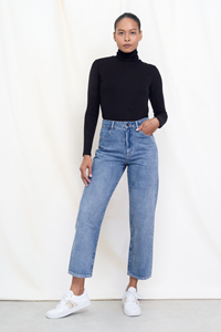 Dawn Damen vegan Jeans Wide Straight Non-Stretch Minimal Hellblau