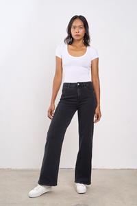 Dawn Damen vegan Dew Flared Jeans Classic Schwarz Denim