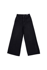 LOVJOI Damen vegan Weite Cropped Jeans Barleria Schwarz Overdyed