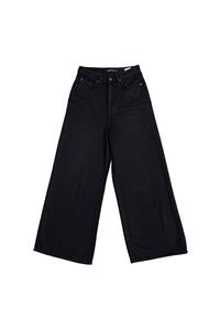 Lovjoi Damen vegan Weite Cropped Jeans Barleria Schwarz Overdyed