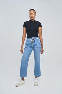 DAWN Damen vegan Dew Flared Cropped Soft Denim French Pocket Medium Blue