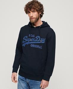 Superdry Mannen Geborduurde Hoodie met Lange Mouwen Blauw