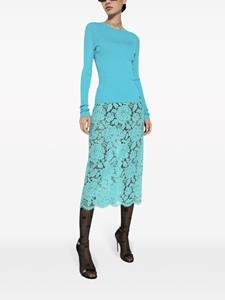 dolce&gabbana Dolce & Gabbana Rok met bloemenkant - Blauw