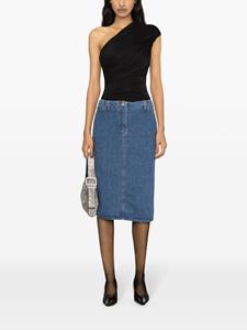 magdabutrym Magda Butrym Denim kokerrok met gegraveerd logo - Blauw