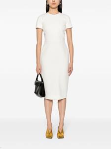 victoriabeckham Victoria Beckham Twill midi-jurk met ronde hals - Beige