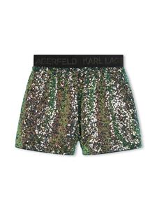 Karl Lagerfeld Kids Shorts met logoband - Beige