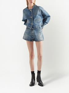 Prada Denim shorts met logo - Blauw