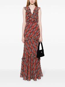 Saloni Jurk met geometrisch patroon - Oranje