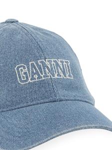 GANNI Denim honkbalpet met geborduurd logo - Blauw