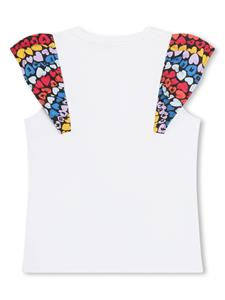 colour-block panelled cotton T-shirt - Wit