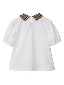 Burberry Kids Katoenen poloshirt met geruite kraag - Wit