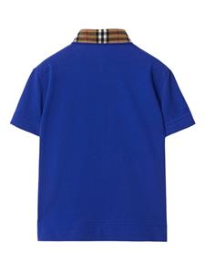 burberrykids Burberry Kids Katoenen poloshirt met geruite kraag - Blauw