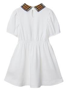 burberrykids Burberry Kids Katoenen polojurk met geruite kraag - Wit