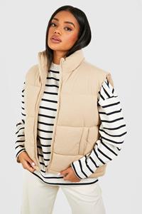 Boohoo Oversized Corduroy Bodywarmer, Stone