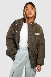 Boohoo Parka Jas Met Zak Detail, Khaki
