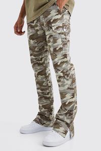 Boohoo Stacked Ribfluwelen Cargo Camo Broek Met Split, Chocolate