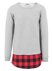 URBAN CLASSICS Kapuzenpullover "Herren Long Flanell Bottom Open Edge Crewneck", (1 tlg.)