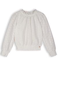 NoNo Meisjes blouse embroidery - Tomma - Sneeuw wit