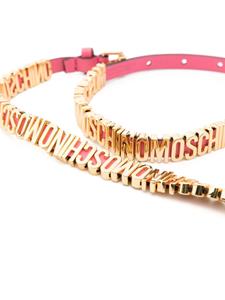 Moschino Leren riem met logo - Goud