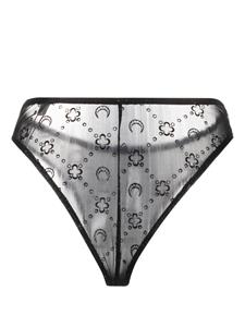 marineserre Marine Serre Gesmockte slip met mesh - Zwart
