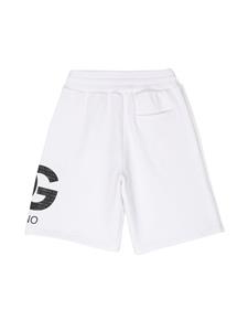 dolce&gabbanakids Dolce & Gabbana Kids Katoenen shorts met logoprint - Wit