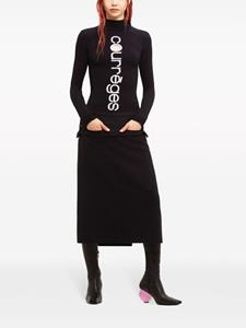 Courrèges Wollen midi-rok - Zwart