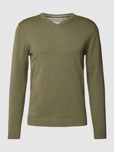 s.Oliver Strickpullover, in melierter Optik mit Logo-Stickerei