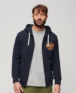 Superdry Mannen Neon Vintage Logo Hoodie met Rits Blauw
