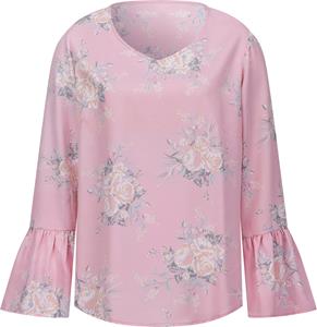 Your Look... for less! Dames Blouse met lange mouwen hortensia/ecru bedrukt Größe