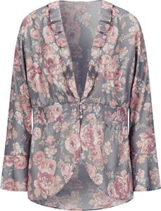 Your Look... for less! Dames Blouse met volants steengrijs/hortensia bedrukt Größe