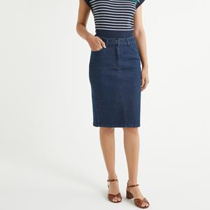 ANNE WEYBURN Rechte rok in stretch denim, halflang