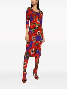 dolce&gabbana Dolce & Gabbana Midi-jurk met print en ronde hals - Paars