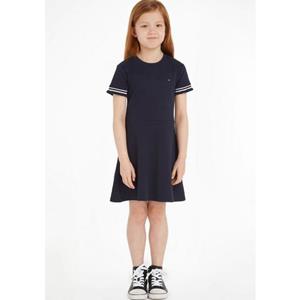 Tommy Hilfiger Jerseyjurk RUFFLE RIB KNIT DRESS Skatervorm, met ribstructuur