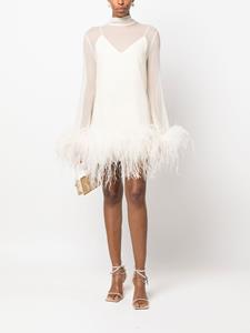 tallermarmo Taller Marmo Mini-jurk met veren-afwerking - Beige