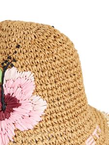 ETRO Raffia vissershoed met geborduurd logo - Beige