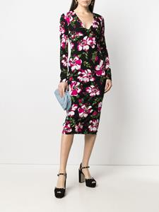 tomford TOM FORD Midi-jurk met bloemenprint - Zwart