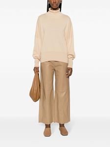 TOTEME Flared leren broek met vlakken - Beige
