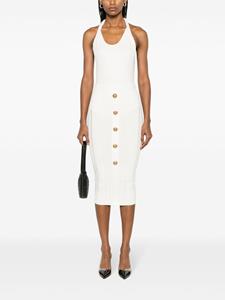 Balmain lion-head-buttons ribbed skirt - Wit