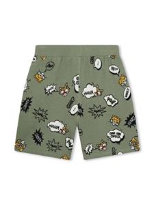 kenzokids Kenzo Kids Katoenen shorts met logoprint en trekkoord - Groen