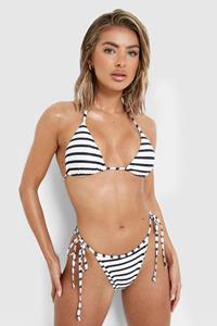 Boohoo Nautisch Gerecycled Bikini Broekje Met Zijstrikjes, Black